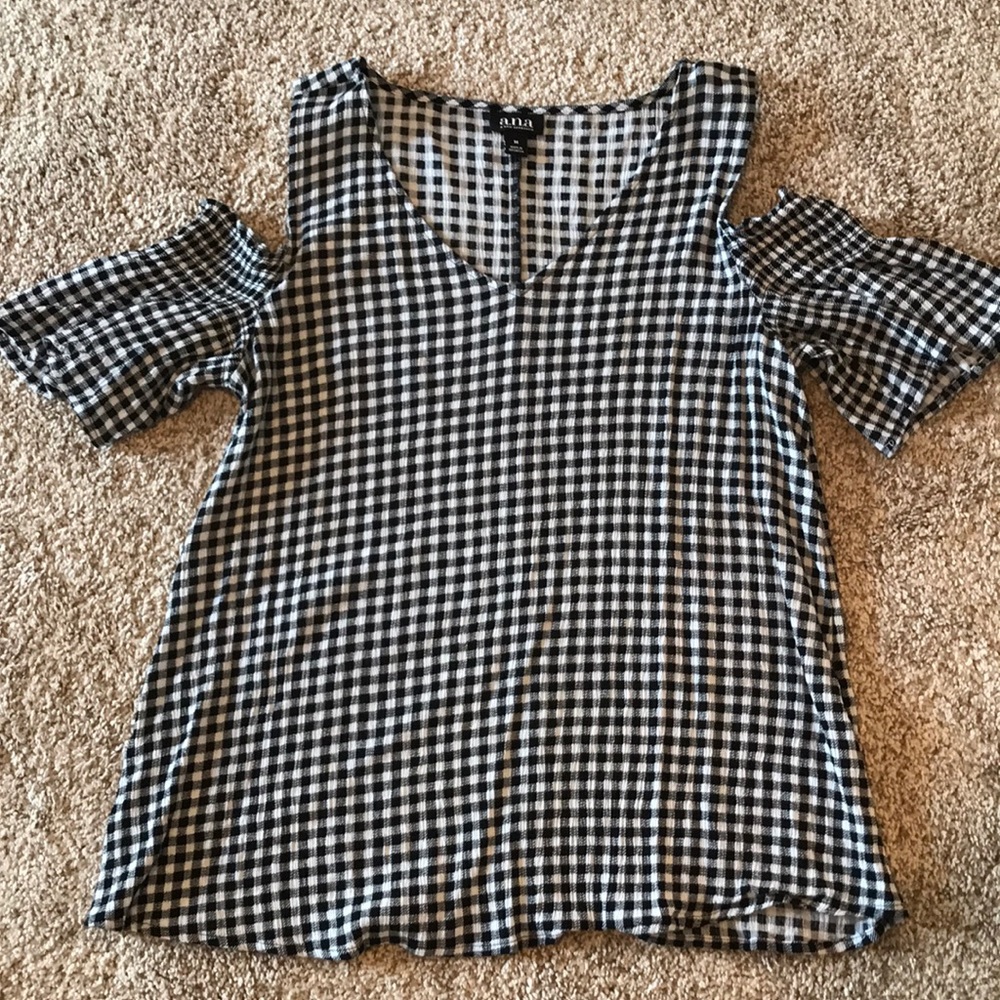 A.n.a black gingham blouse